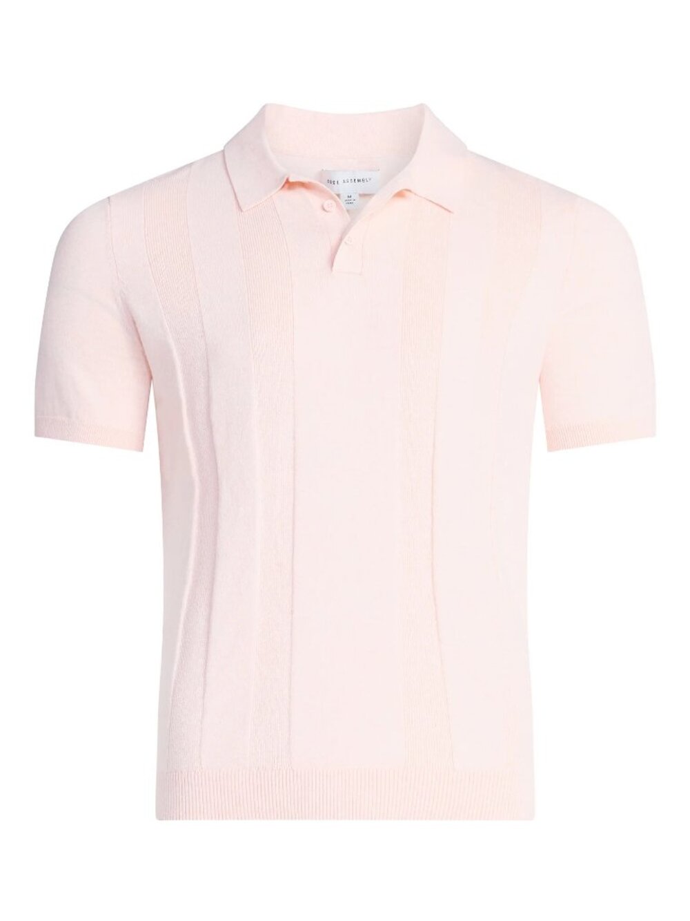 New Men's Free Assembly Textured Stripe Short Sleeve Polo Sweater Size L Pink